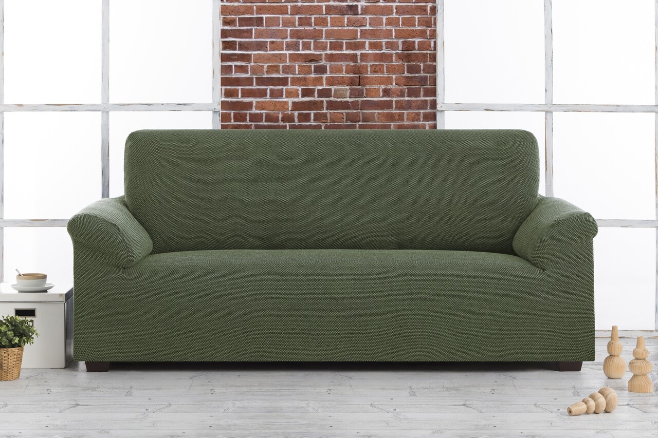 Husa canapea elastica bi-stretch, Belmarti, Viena, 2 locuri, jacquard, verde - imagine 5
